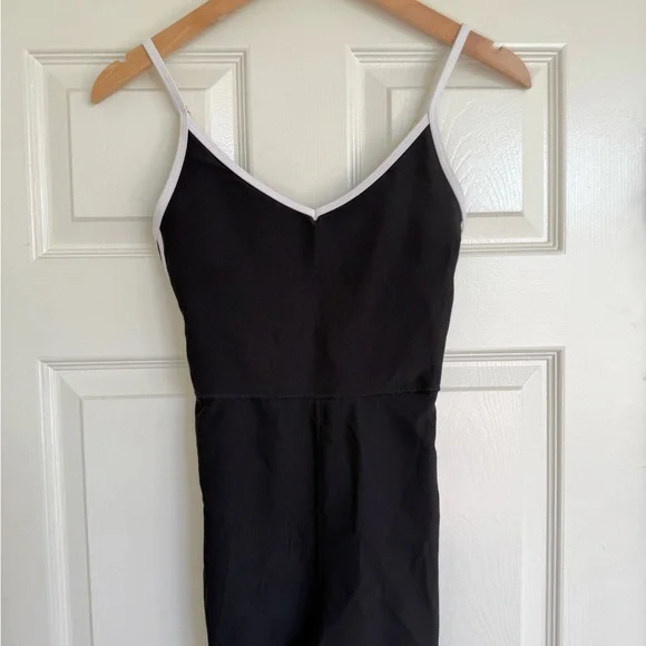 WILO The Label Australia Ribbed Black Jumpsuit With White Stripe Yoga Athletic S